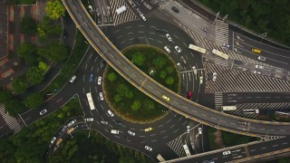 白天武汉城市景观交通路口空中全景4k中国视频素材模板下载