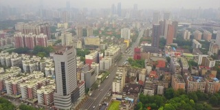 武汉市阴天城市景观交通街道航拍全景4k中国