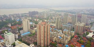 白天武汉城市全景鸟瞰图4k中国