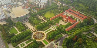 阴天武汉著名革命博物馆航拍全景4k中国