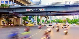 曼谷黄昏时的城市生活