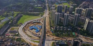 珠海市晴天交通道路建设航拍4k中国全景图