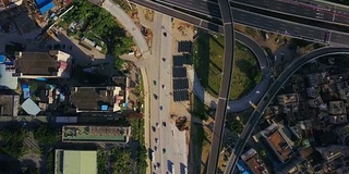 珠海市晴天交通道路建设街区航拍全景4k中国