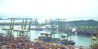 间隔拍摄新加坡港口