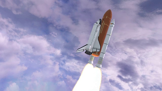 现实的三维动画航天飞机发射在地球大气层。这段视频由美国宇航局提供。