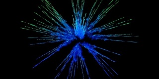 蓝色粉末在黑色背景上爆炸。3d动画的粒子作为彩色的背景或覆盖的效果。一阵阵五彩的颜料粉，为胡里节的绚烂呈现。2