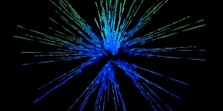 蓝色粉末在黑色背景上爆炸。3d动画的粒子作为彩色的背景或覆盖的效果。一阵阵五彩的颜料粉，为胡里节的绚烂呈现。3.