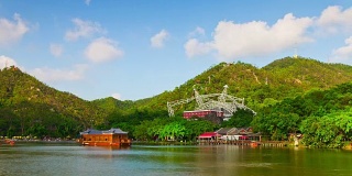 中国晴天珠海市著名公园湖山全景4k时间推移