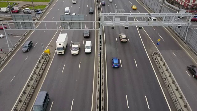 俄罗斯莫斯科市白天交通道路TTK环路空中全景图4k