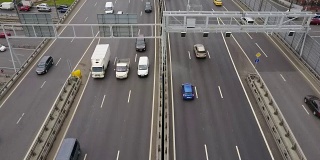 俄罗斯莫斯科市白天交通道路TTK环路空中全景图4k