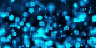 蓝色上升气泡和方块马赛克，电脑生成背景，3D渲染