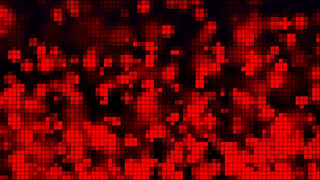 红色上升气泡和方块马赛克，电脑生成背景，3D渲染
