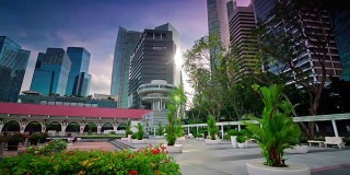 日光新加坡市中心广场全景4k时间推移