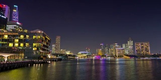 夜间照明新加坡市中心滨海湾滨海大道全景4k时间