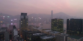 香港九龙著名日落城市景观航拍全景4k中国