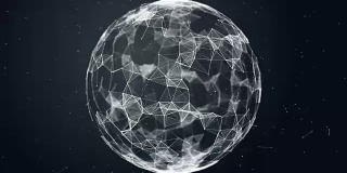以神经丛的形式呈现的球体、球体和空间。抽象的几何背景与移动的线，点和三角形。丛幻想抽象技术。