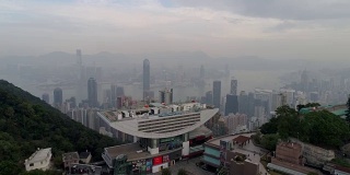香港山顶观景台建设上午空中全景4k中国