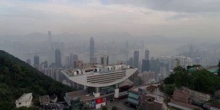 香港山顶观景台建设上午空中全景4k中国