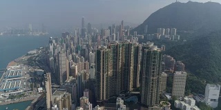 晴朗的日子，香港城市湾航拍全景4k中国