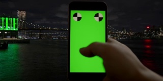 延时绿屏纽约智能手机色度键