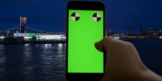 Timelapse纽约市绿屏智能手机色度键
