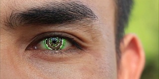 人的脸与hud元素眼睛科幻技术