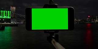 Timelapse纽约市智能手机绿屏色度键
