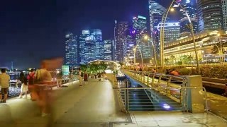 平移/缩放180度新加坡市中心CBD的天际线视频素材模板下载