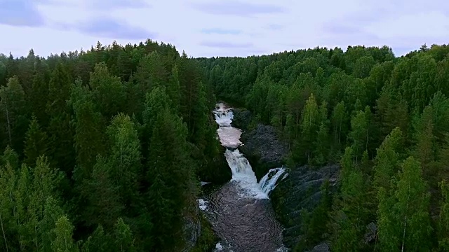 位于北欧受保护森林中的瀑布科瓦奇