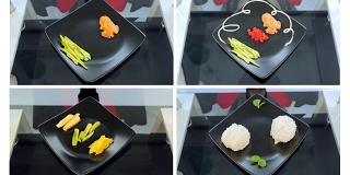 寿司配料的拼贴画做寿司。