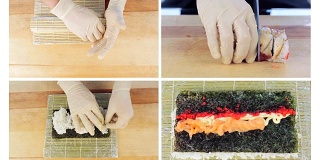 寿司配料的拼贴画做寿司。