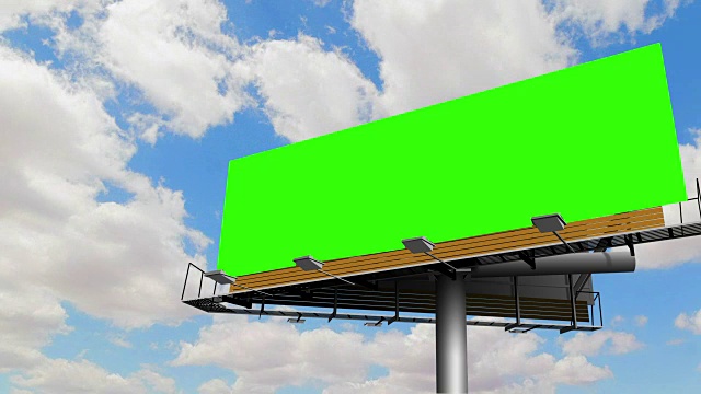 空广告牌用色度键绿屏，上蓝天用云，延时运动，广告