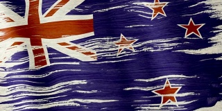 特写艺术毛笔水彩画新西兰国旗在风中飘扬。