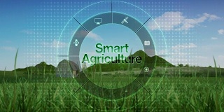 智慧农业在圆信息图形图标，智慧农业，物联网。第四次工业革命。