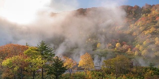 延时拍摄:玉川温泉日出，日本秋田