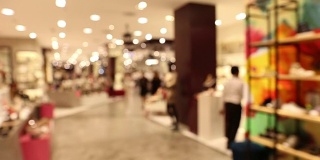 平移镜头:购物中心行人的抽象模糊背景