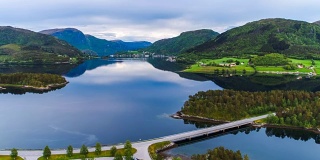 航拍挪威美丽的大自然。