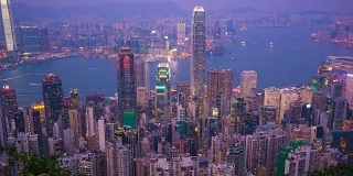 从白天到晚上的时间推移视频香港城市的天际线从高峰时间推移4K