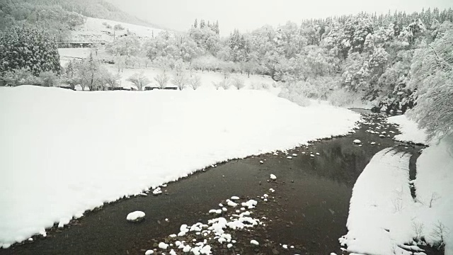 鸟瞰图:白川村的Shogawa河谷