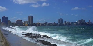 哈瓦那城市景观与El Malecon，古巴