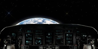 未来主义的宇宙飞船驶向地球