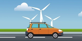 Car passing by wind HD animation