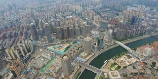 航拍现代建筑和城市景观，天津，中国
