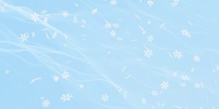 浅蓝色抽象背景与雪花和发光粒子
