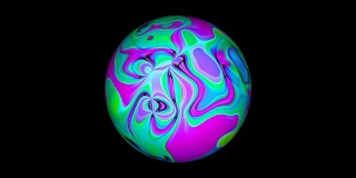 带有液体迷幻表面的球体，抽象的3D电脑生成背景