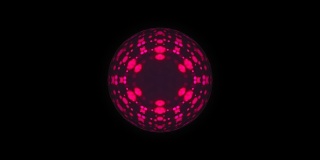 球体闪烁着明亮的紫色粒子，现代计算机生成的背景，3D渲染