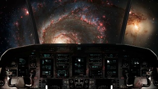 在一个飞向螺旋星系的飞船驾驶舱里视频素材模板下载