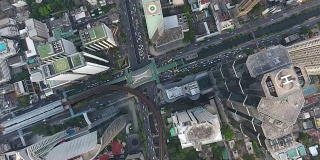 4k分辨率曼谷空中十字路口交通在曼谷市，泰国