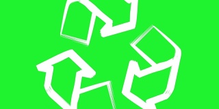 循环符号或标志的保护绿色图标旋转在绿色色度键背景。在动画开始时放大，在动画结束时缩小。