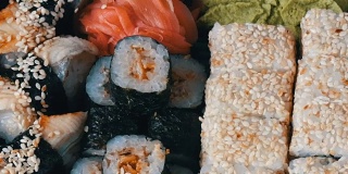 大寿司集各种寿司卷，寿司，手握寿司，近观